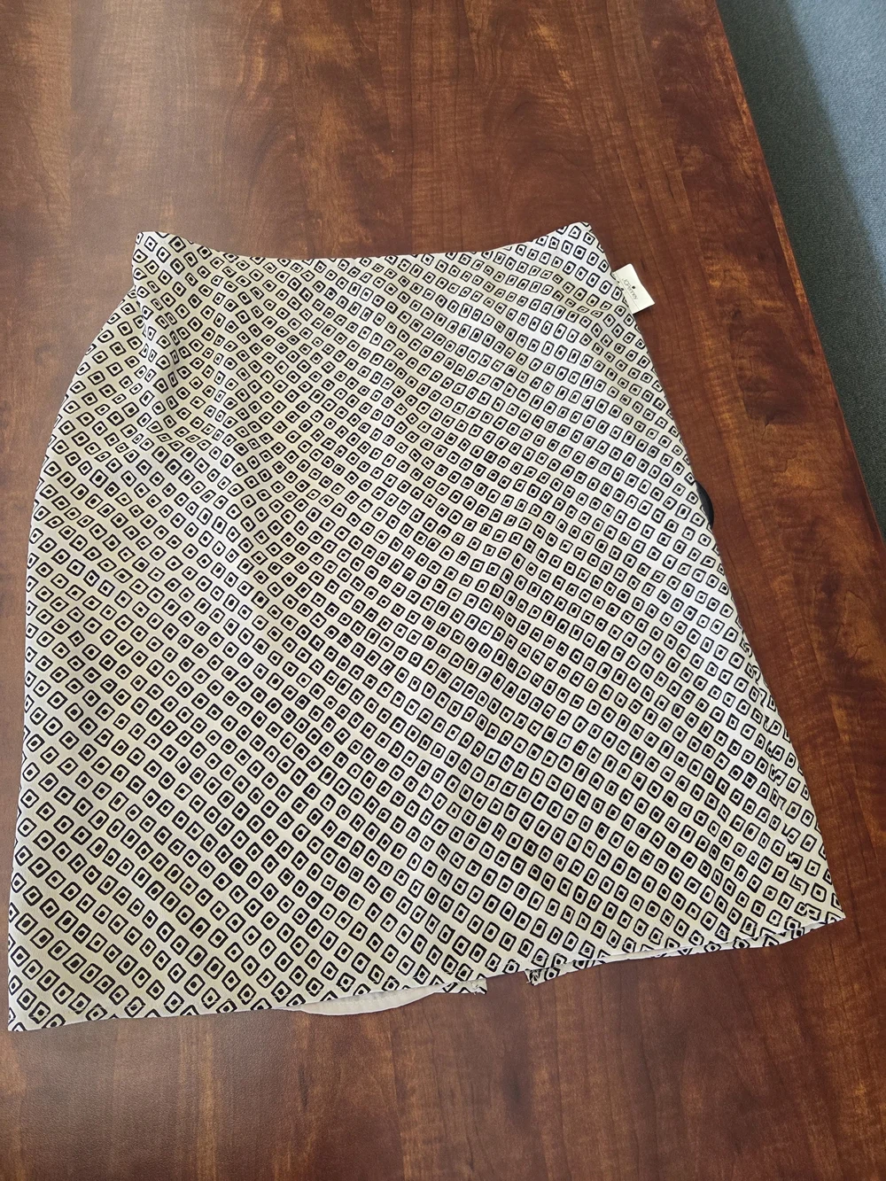 Worthington Black and Cream Diamond-Print Skirt